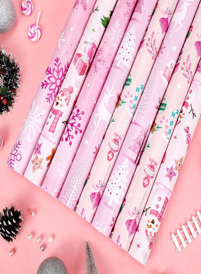 HOWAF Christmas Wrapping Paper, Wrapping Paper Christmas, Pink Xmas Wrapping Papers Folded Flat DIY Craft for Xmas Presents, Birthday, Xmas Gifts 8 Sheets - Image 3